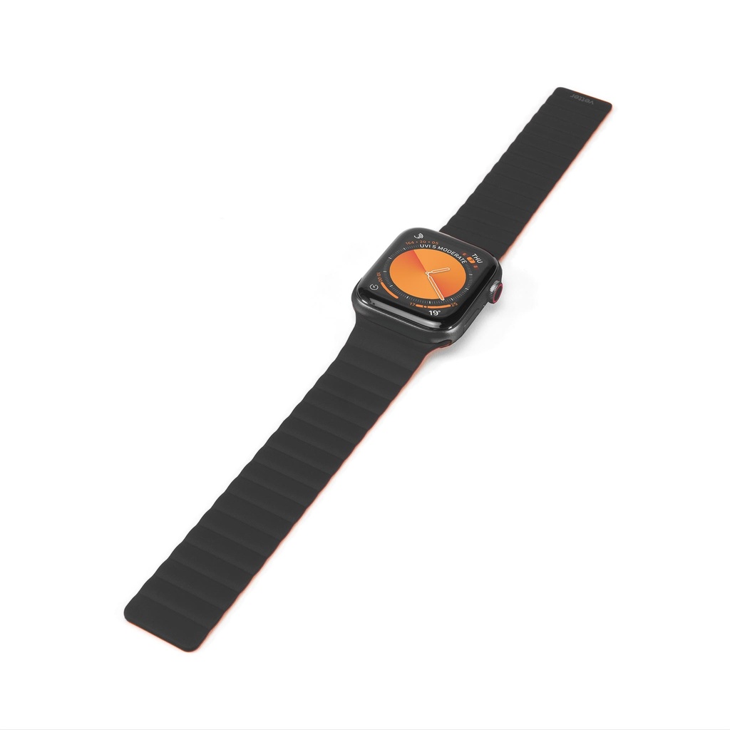 keepON, magnetic band for Apple Watch 7, 6, 5, 4, 42/44/45mm, Black and Orange