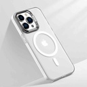 Husa iPhone 14 Pro Max, Clip-On Hybrid MagSafe Compatible, with Metal Stand, White