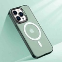 Husa iPhone 14 Pro, Clip-On Hybrid MagSafe Compatible, with Metal Stand, Green