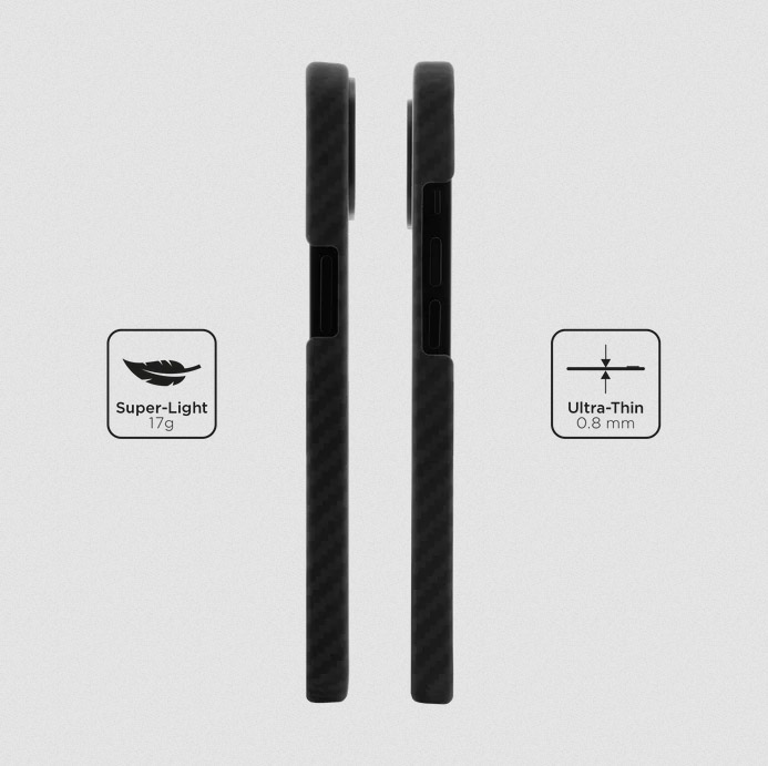 Husa iPhone 14, Clip-On MagSafe Compatible, made from Aramid Fiber, Kevlar, Black