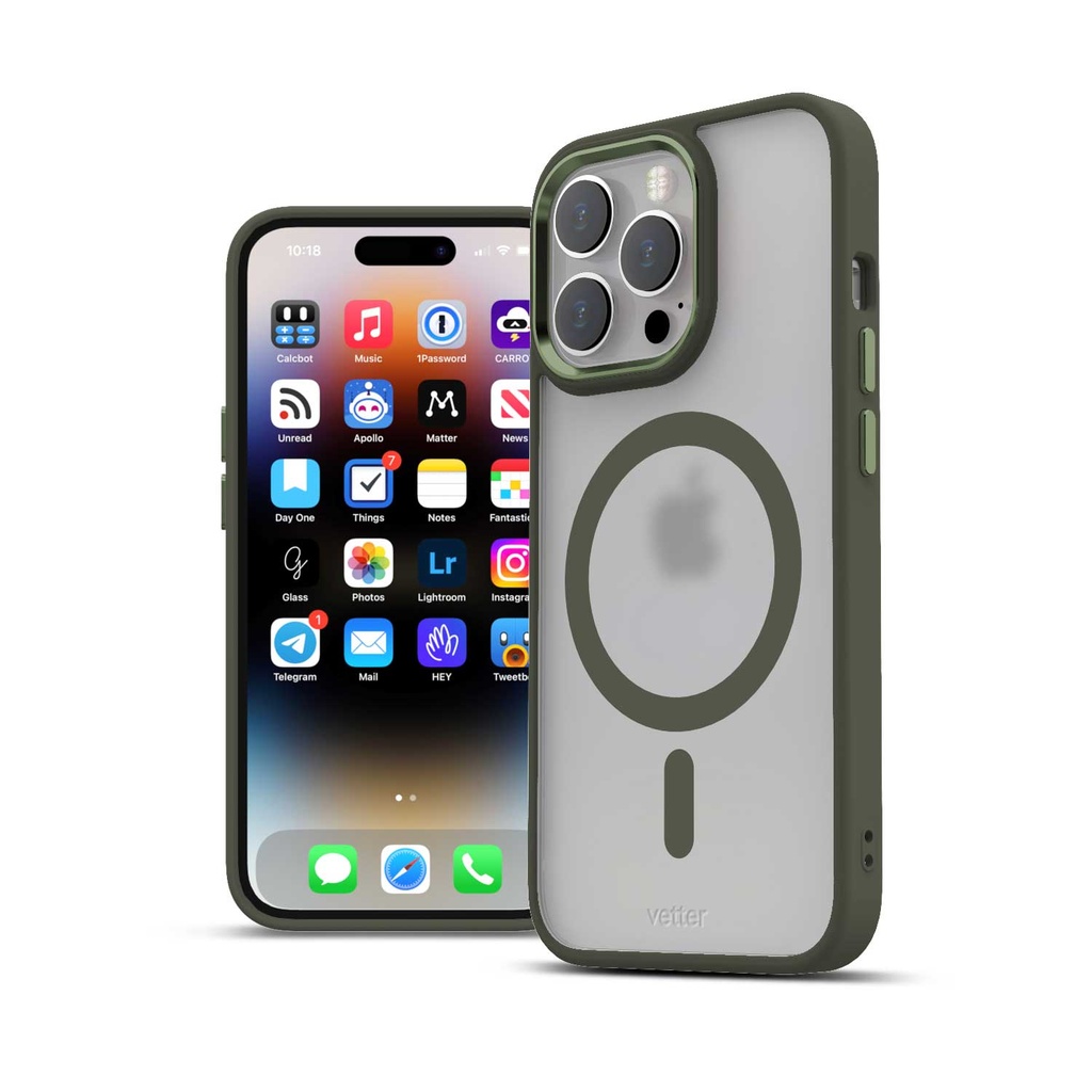 Husa iPhone 14 Pro, Clip-On Hybrid, Matt, MagSafe Compatible, Green