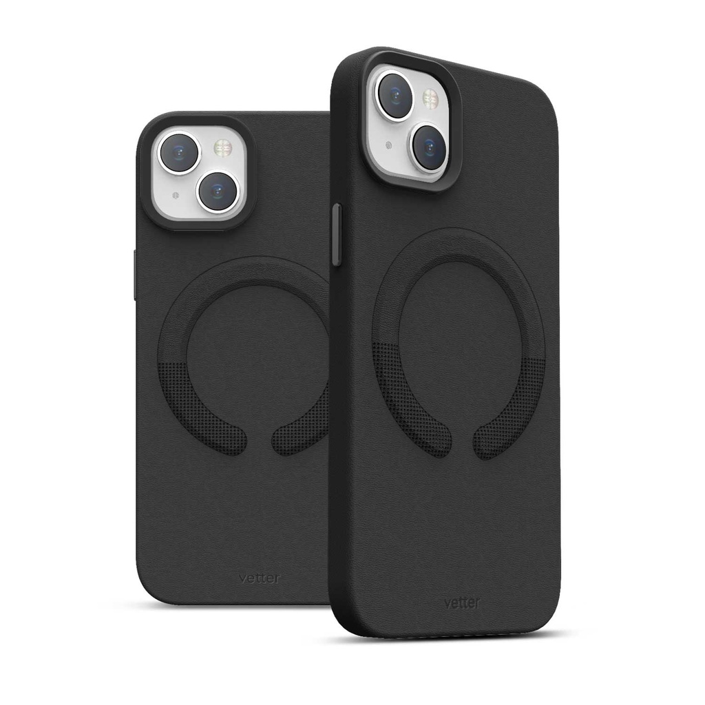 Husa iPhone 14 Plus, Clip-On Vegan Leather, MagSafe Compatible, Black