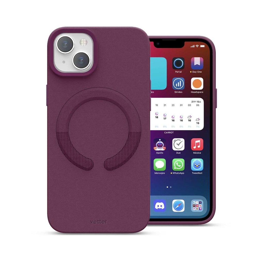 Husa iPhone 14 Plus, Clip-On Vegan Leather, MagSafe Compatible, Purple