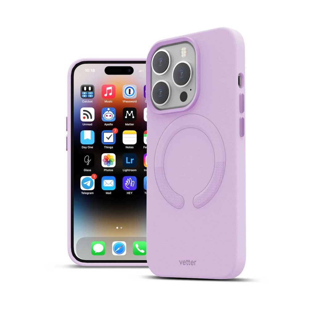 Husa iPhone 14 Pro, Clip-On Vegan Leather, MagSafe Compatible, Bright Purple