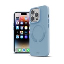 Husa iPhone 14 Pro Max, Clip-On Vegan Leather, MagSafe Compatible, Sky Blue