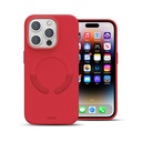Husa iPhone 15 Pro, Clip-On Vegan Leather, MagSafe Compatible, Crimson Red