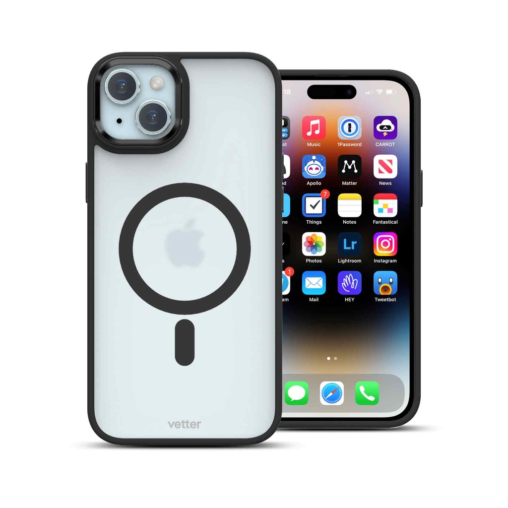 Husa iPhone 15, Clip-On Hybrid, Matt, MagSafe Compatible, Black