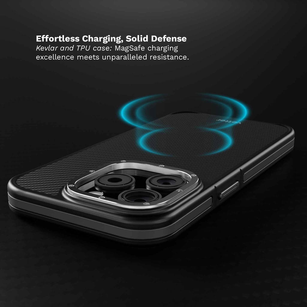 Husa iPhone 14 Pro, Clip-On MagSafe Compatible, Aramid Fiber, Hybrid  Kevlar, Black and Grey