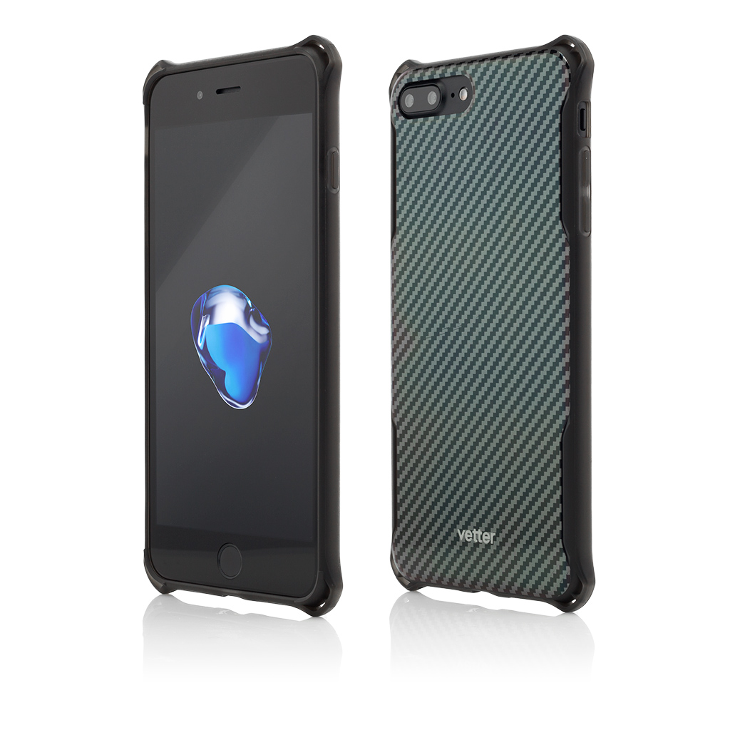 Husa iPhone 8 Plus, 7 Plus, Clip-On Hybrid Xtra Protection, Carbon Look
