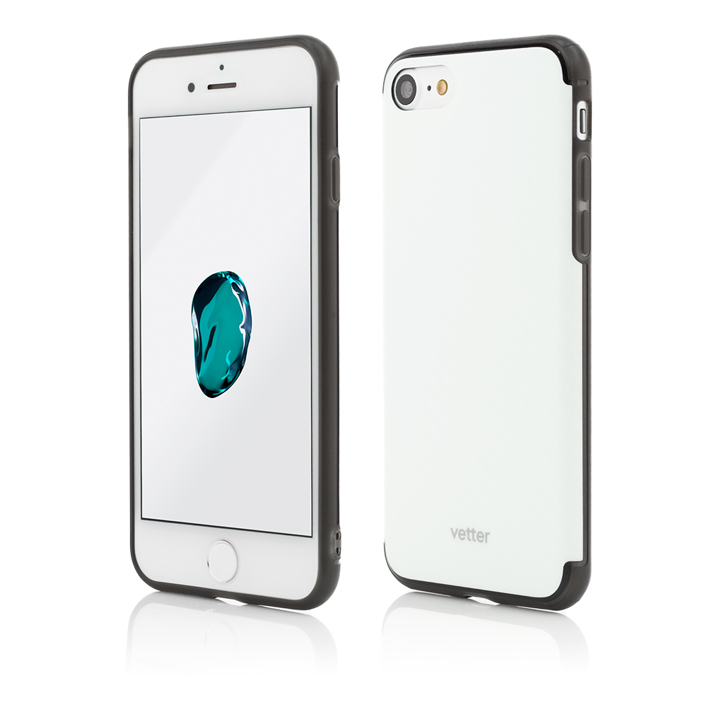 Husa iPhone SE (2020), 8, 7, Clip-On Hybrid Slim Series, Carbon Look, White