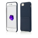 Husa iPhone SE (2020), 8, 7, Clip-On with Card Port, Carbon Fiber Feel, Blue