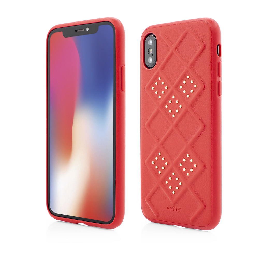 Husa iPhone Xs, Smart Case, 3D Rhombus Design, Red