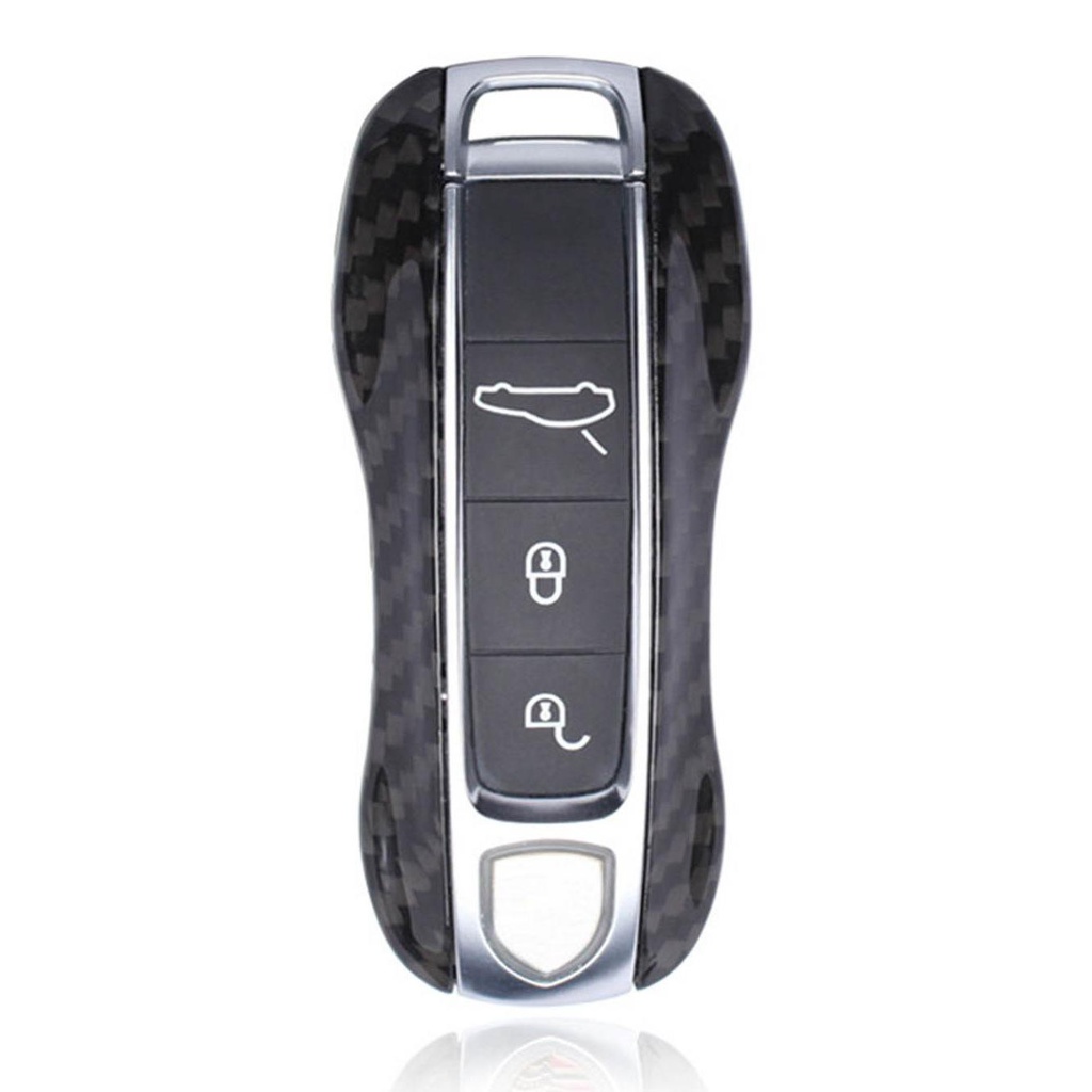 Husa Case for Porsche Key with 4 Button Layout, made from Carbon, Glossy Black