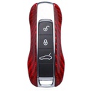 Husa Case for Porsche Key with 4 Button Layout, made from Carbon, Glossy Red