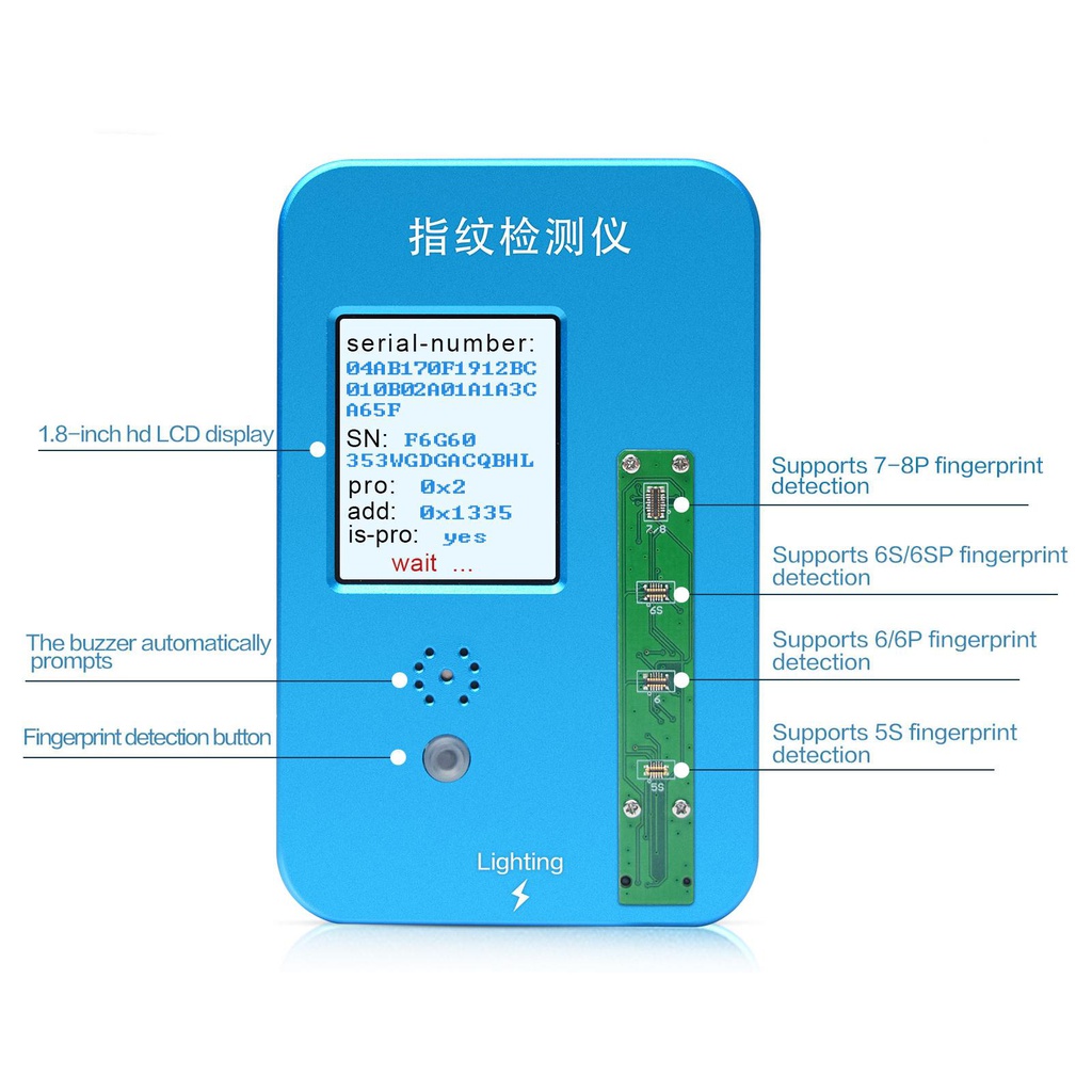 JC Fingerprint Detector Tool TT01, iPhone 5S, 6, 6S, 6SP, 7, 7P, 8, 8P, Touch ID