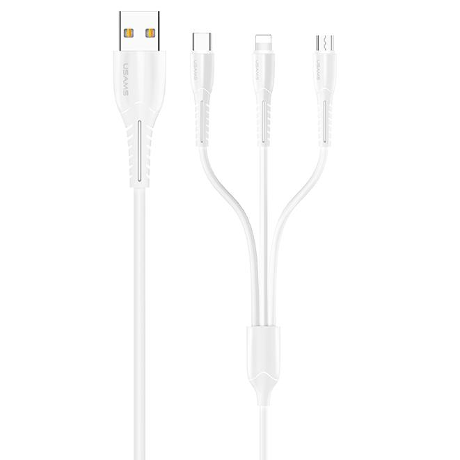 Cabluri USAMS, U35, 3 in 1, Charging Cable, US-SJ367, 1m, White