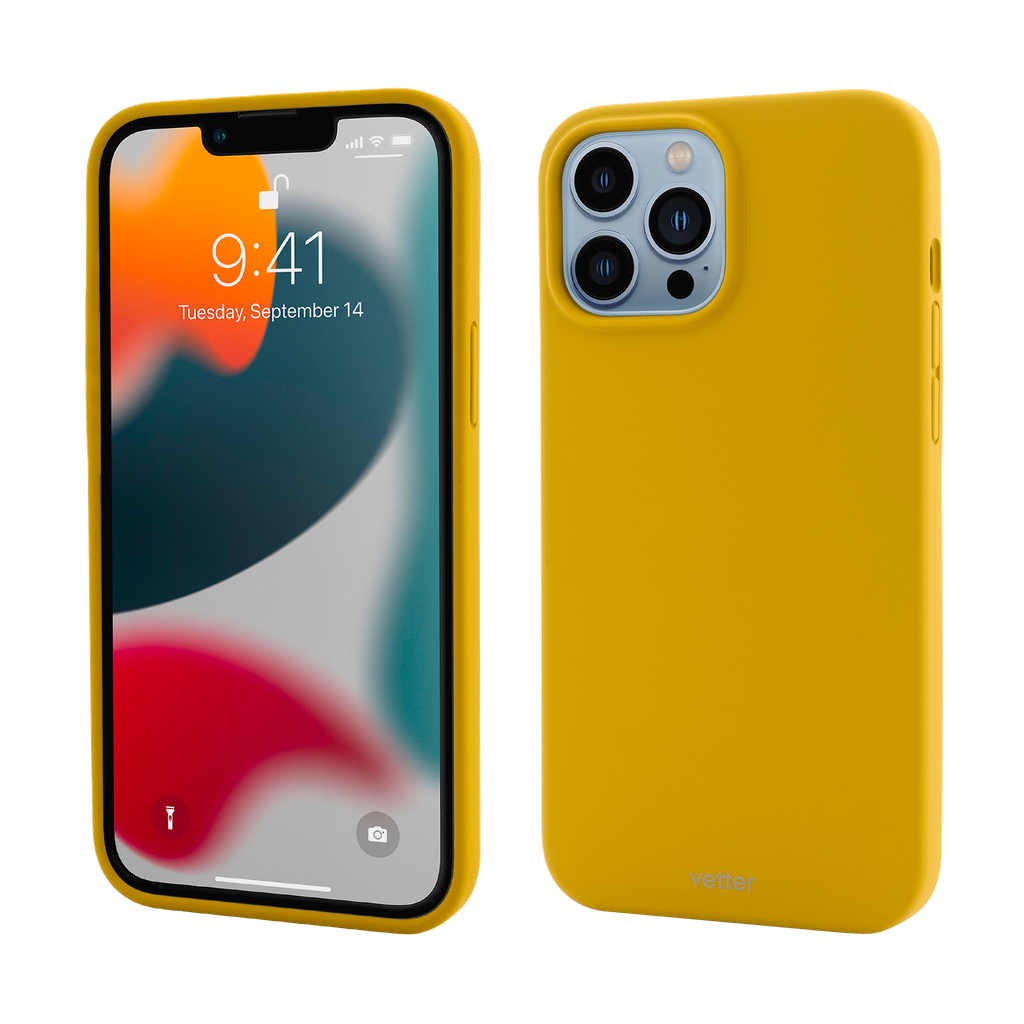 Husa iPhone 13 Pro, Clip-On Soft Touch Silk Series Mag Safe Compatible, Yellow