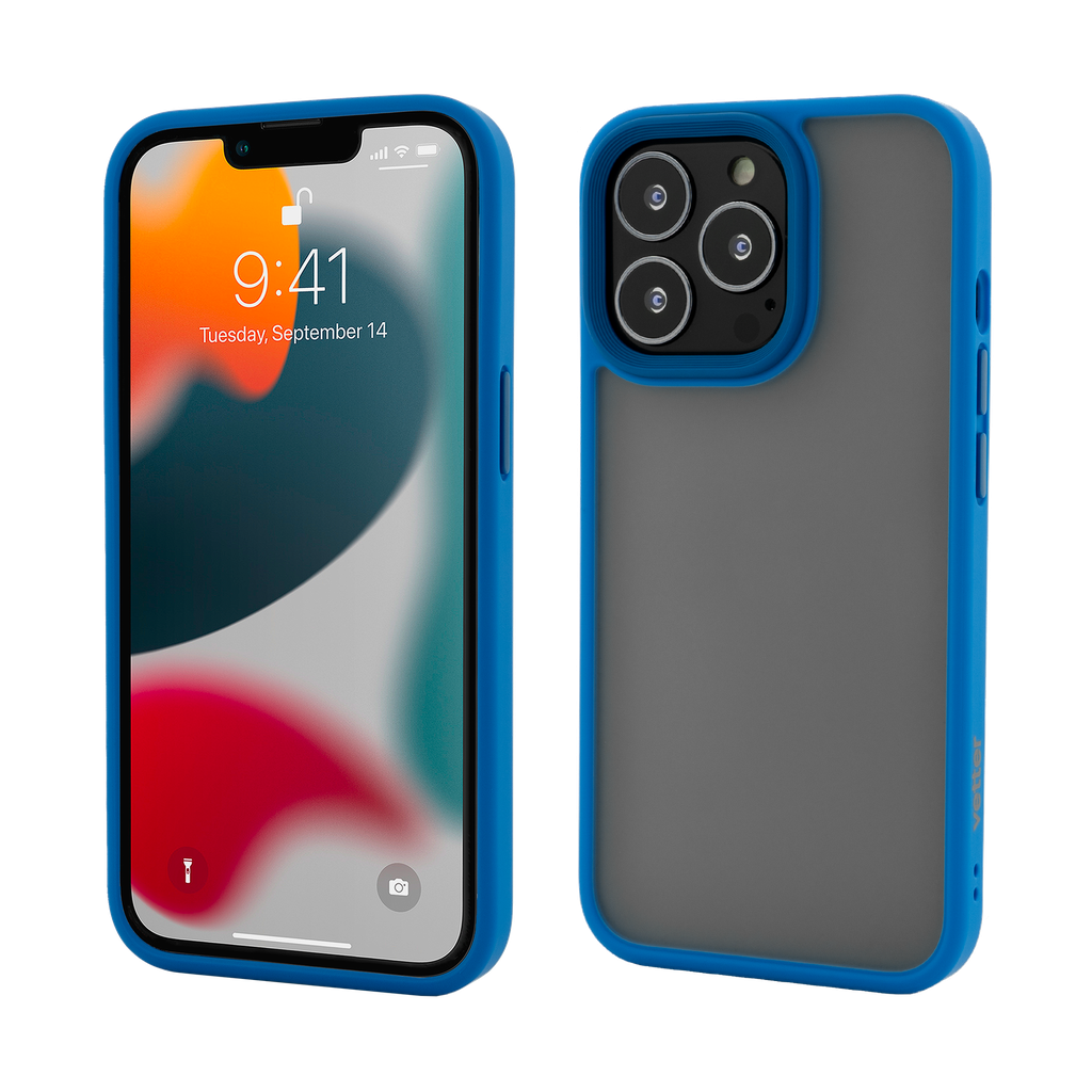 Husa iPhone 13 Pro, Clip-On Hybrid, Shockproof Soft Edge and Rigid Back Cover, Light-Blue