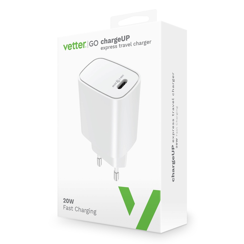 Incarcator Universal Travel Charger for iPhone, Vetter Go, with Power Delivery, 20W, White