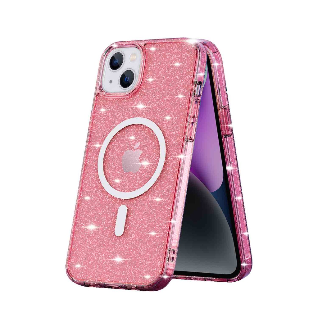 Husa iPhone 14 Plus, MagSafe Compatible, Soft Pro Glitter, Pink