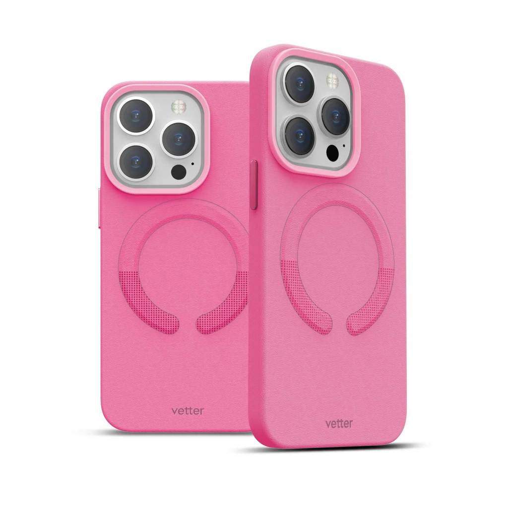Husa iPhone 14 Pro, Clip-On Vegan Leather, MagSafe Compatible, Pink