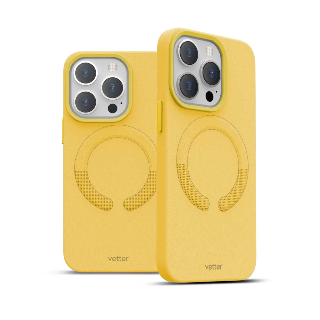 Husa iPhone 14 Pro Max, Clip-On Vegan Leather, MagSafe Compatible, Candy Yellow