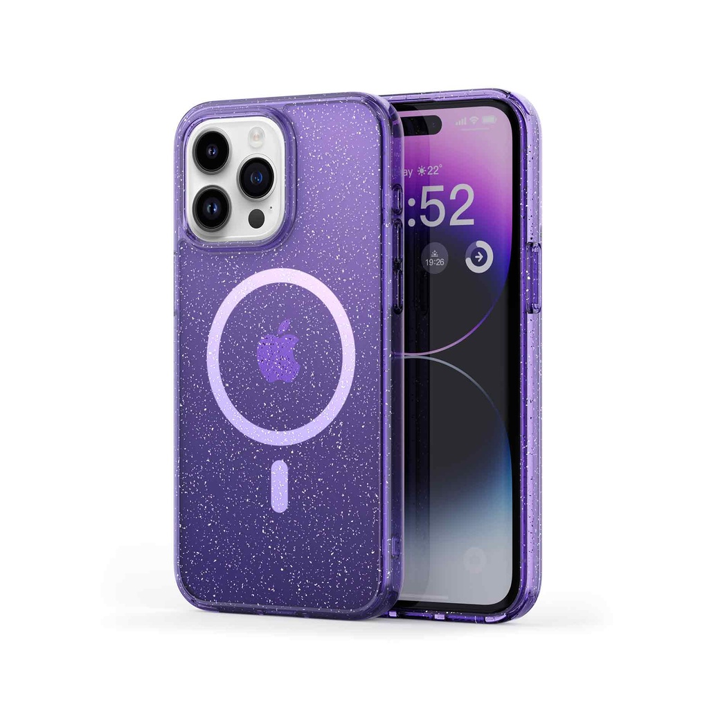Husa iPhone 15 Pro, MagSafe Compatible, Soft Pro Glitter, Purple