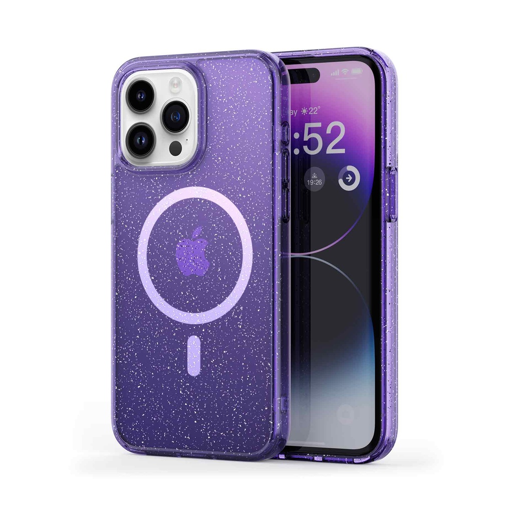 Husa iPhone 15 Pro Max, MagSafe Compatible, Soft Pro Glitter, Purple