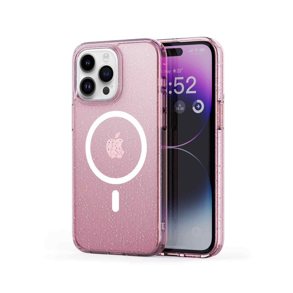 Husa iPhone 15 Pro, MagSafe Compatible, Soft Pro Glitter, Pink
