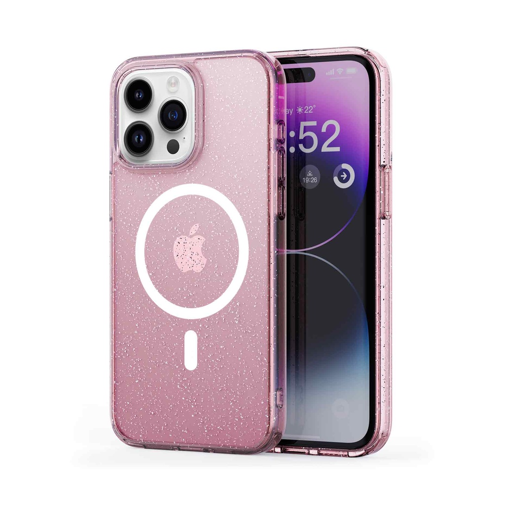 Husa iPhone 15 Pro Max, MagSafe Compatible, Soft Pro Glitter, Pink