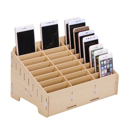 [44385] Wooden Desktop Storage Box Mobile Phone Repair Accessories Container 24 Grid