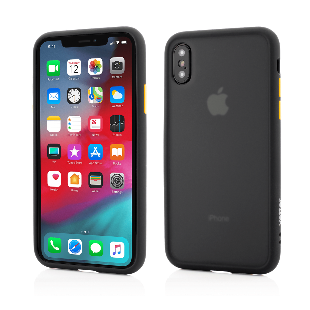 iPhone Xs Max, Clip-On Hybrid Protection, Shockproof Soft Edge and Rigid Matte Back Cover, Black