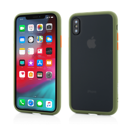 [48450] Husa iPhone Xs, X, Clip-On Hybrid Protection, Shockproof Soft Edge and Rigid Matte Back Cover, Olive