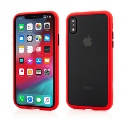 [48449] Husa iPhone Xs, X, Clip-On Hybrid Protection, Shockproof Soft Edge and Rigid Matte Back Cover, Red