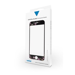 [41123] Folie iPhone SE (2020), 8, 7, 6s, 6, Full Frame Tempered Glass, with Swarovski Crystals, Black