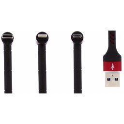 [51567] Cablu Cablu 3in1 USB to Lightining, Type-C, Micro-USB Red, AM+
