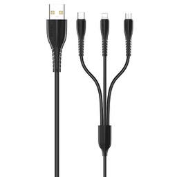 [54872] Cabluri USAMS, U35, 3 in 1, Charging Cable, US-SJ367, 1m, Black