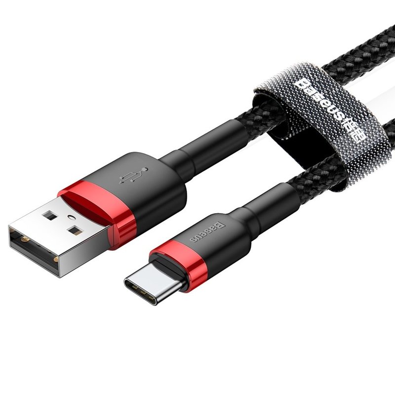 Cabluri Baseus, Cafule Cable, USB For Type-C, 3A, 0.5m, Red + Black
