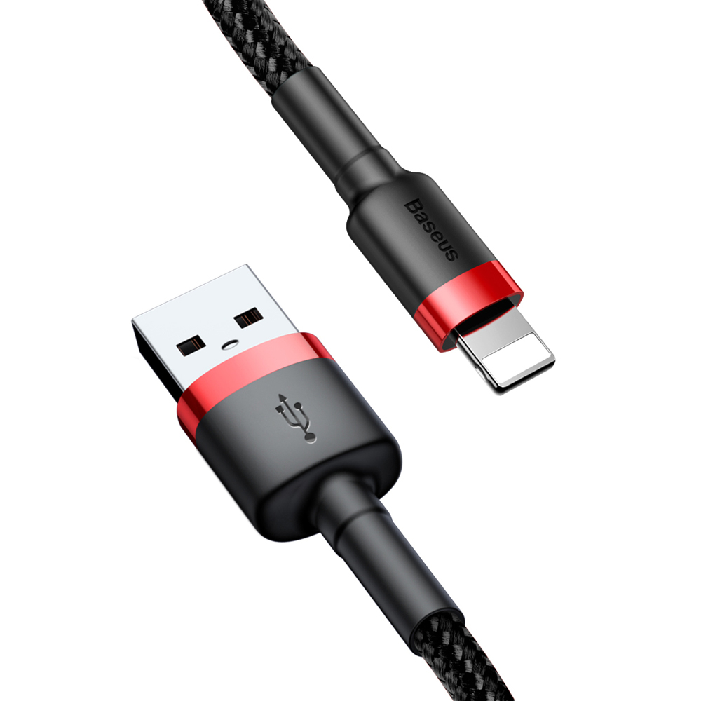 Cabluri Baseus, Cafule Cable, USB For Lightning, 2.4A, 1m, Red + Black