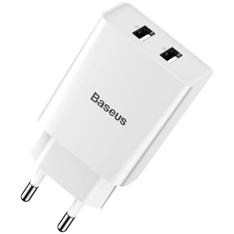 Incarcator Retea Baseus, Speed Mini Dual U, 2 x USB, 10.5W, White