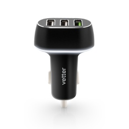 [56904] Smart Car Charger, Quick Charge 3.0 and Smart Outputs, 3 x USB, Black, Resigilat