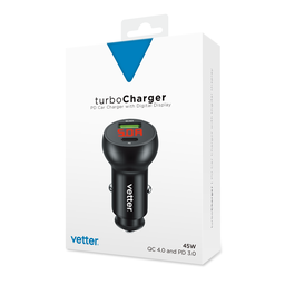 [60040] Incarcator TurboCharger, Smart Car Charger, PD and QC, 45W, with Digital Display