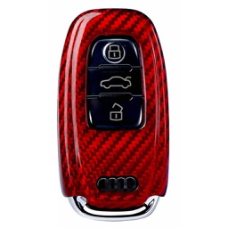 [60342] Case for Audi Key A1, A3, A4, Q5, Q7, made from Carbon, Glossy Red, Resigilat