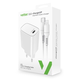 [62084] Incarcator chargeUP, Smart Travel Charger with Lightning Cable, Vetter Go, Power Delivery, 20W, White