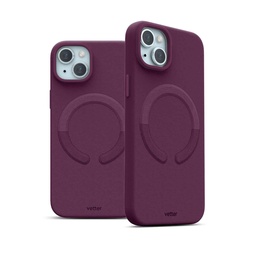 [63251] Husa iPhone 15 Plus, Clip-On Vegan Leather, MagSafe Compatible, Purple